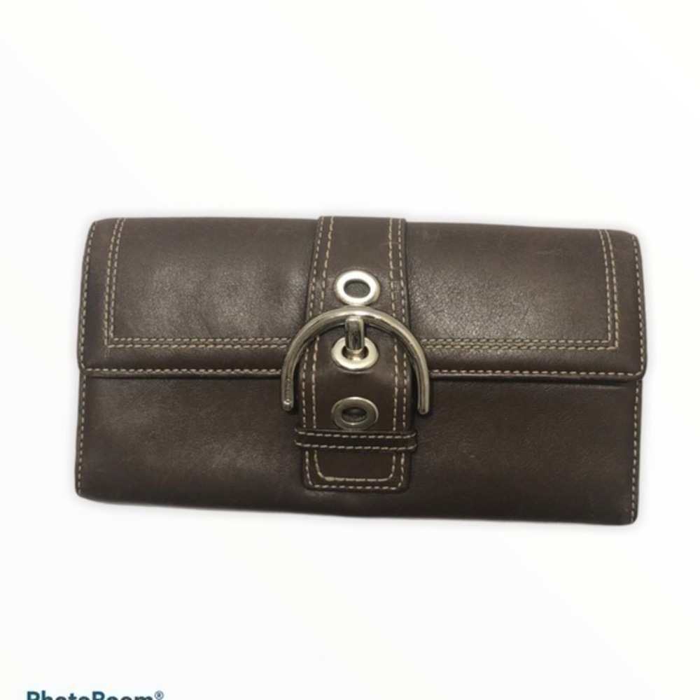 Coach brown leather soho checkbook wallet